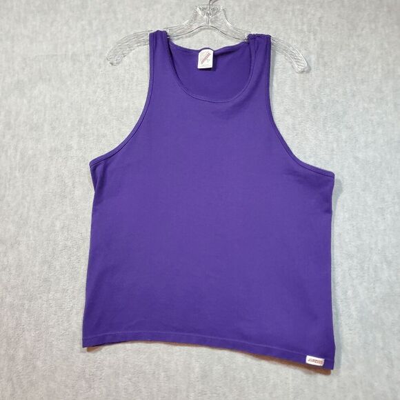 JERZEES Top Mens Medium Purple Tank Wide Straps Round Neck Pullover Vintage - Picture 1 of 8